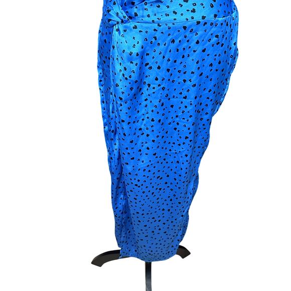 Heartloom Robin Dress One Shoulder Side Slit Animal Print Cobalt Blue W L NWOT - Picture 4 of 10